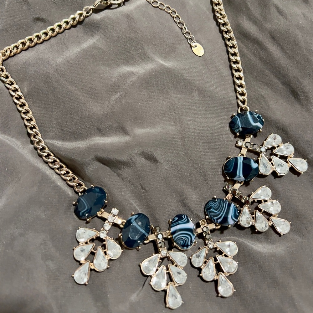 Ann Taylor Loft Blue Marble and Glitz Necklace